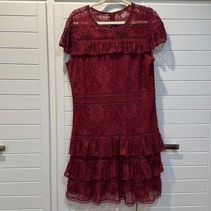 Gianni Bini | Tiered Lace Maroon Dress Sz 12